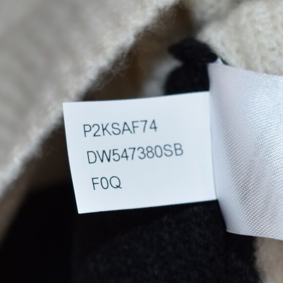 DKNY Colorblock Funnel Neck Sweater Black & Tan Fuzzy Vented Sleeves Size Medium - Picture 7 of 9